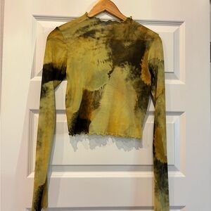 RESA Yellow and Black Tie-Dye Long Sleeve Top